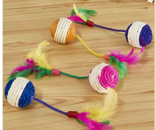 Sisal ball cat toy made of paper, 20x4.5cm, for teeth grinding and claw sharpening, random colour