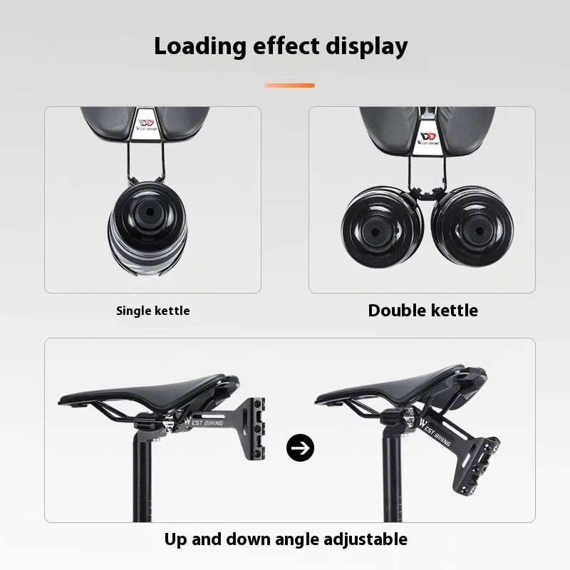 Bicycle double water bottle cage extension bracket black 6061 aluminium alloy adjustable angle 15-30 degrees for mountain road BMX