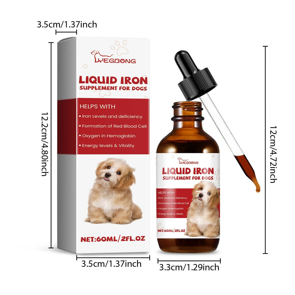60ml bottle of pet dog syrup with mint extract for oral care and fresh breath