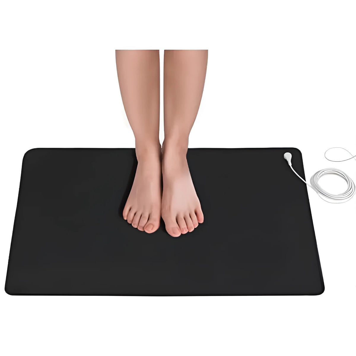 Black 40x60cm grounding conductive leather yoga mat with conductive PU surface and EU plug option