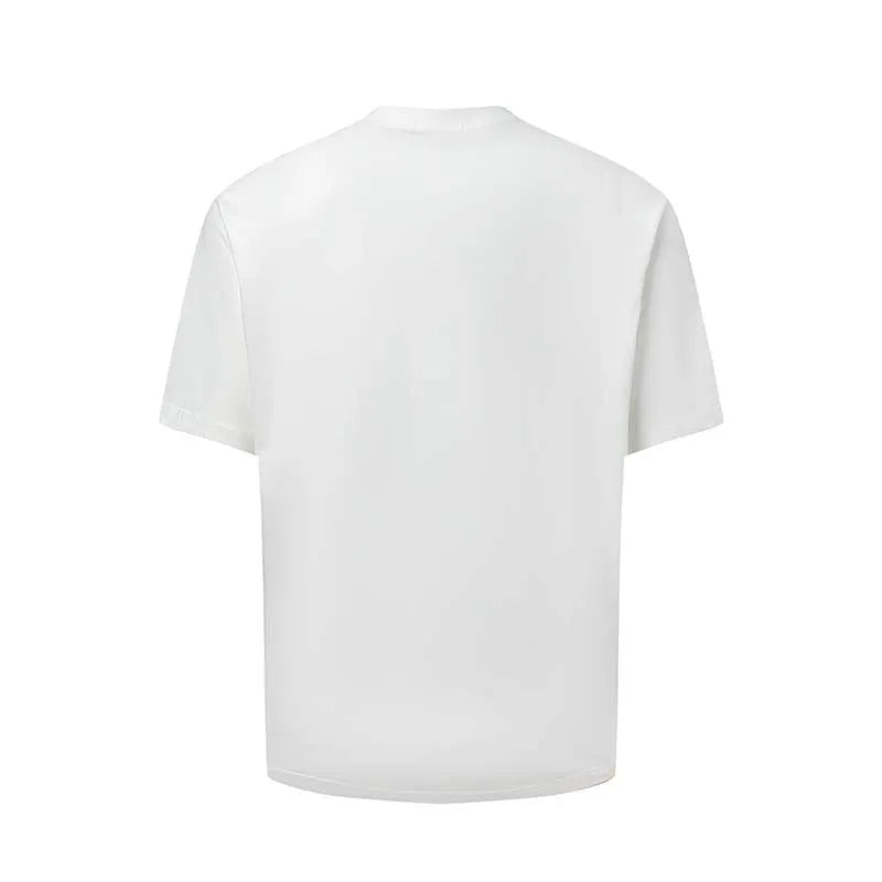 Men's blue American Retro letter print cotton blend loose fit T-shirt front view