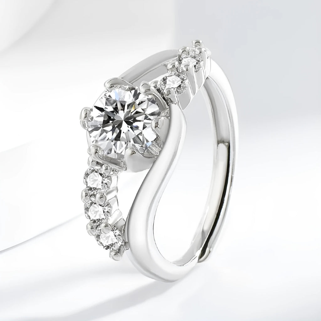 White gold colour crown couple finger ring in copper with round line pattern for women's simple style
