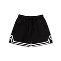Men's loose-fit polyester sports shorts in apricot colour with an elastic waistband.