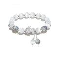 Handmade black agate and grey moonlight couple bracelet with 10mm wave beads.