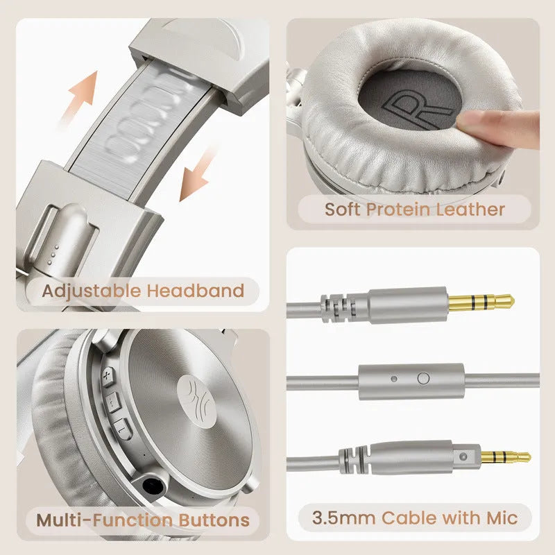 OneOdio PRO C wireless Bluetooth headset in champagne gold with microphone and 50mm drivers