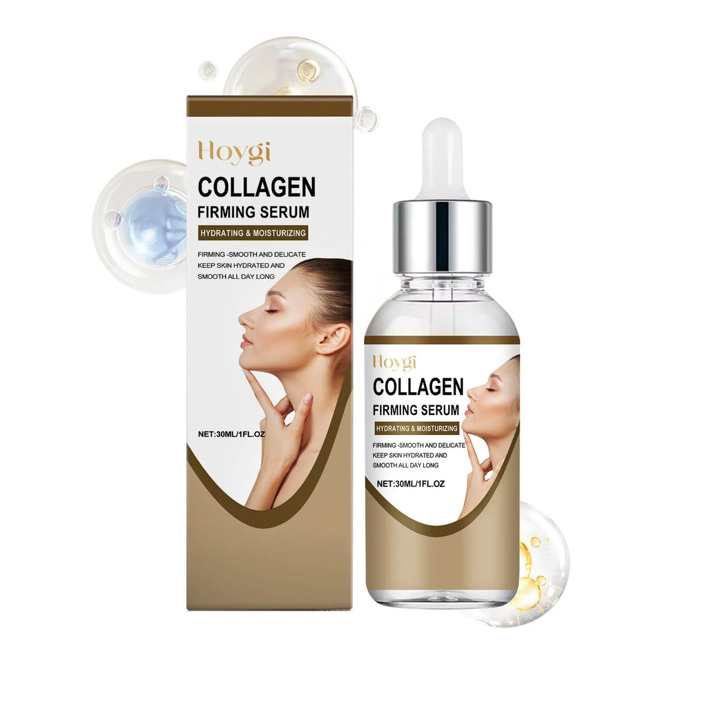 Collagen firming care solution 30ml container measuring 2.8 x 2.8 x 10.3 cm