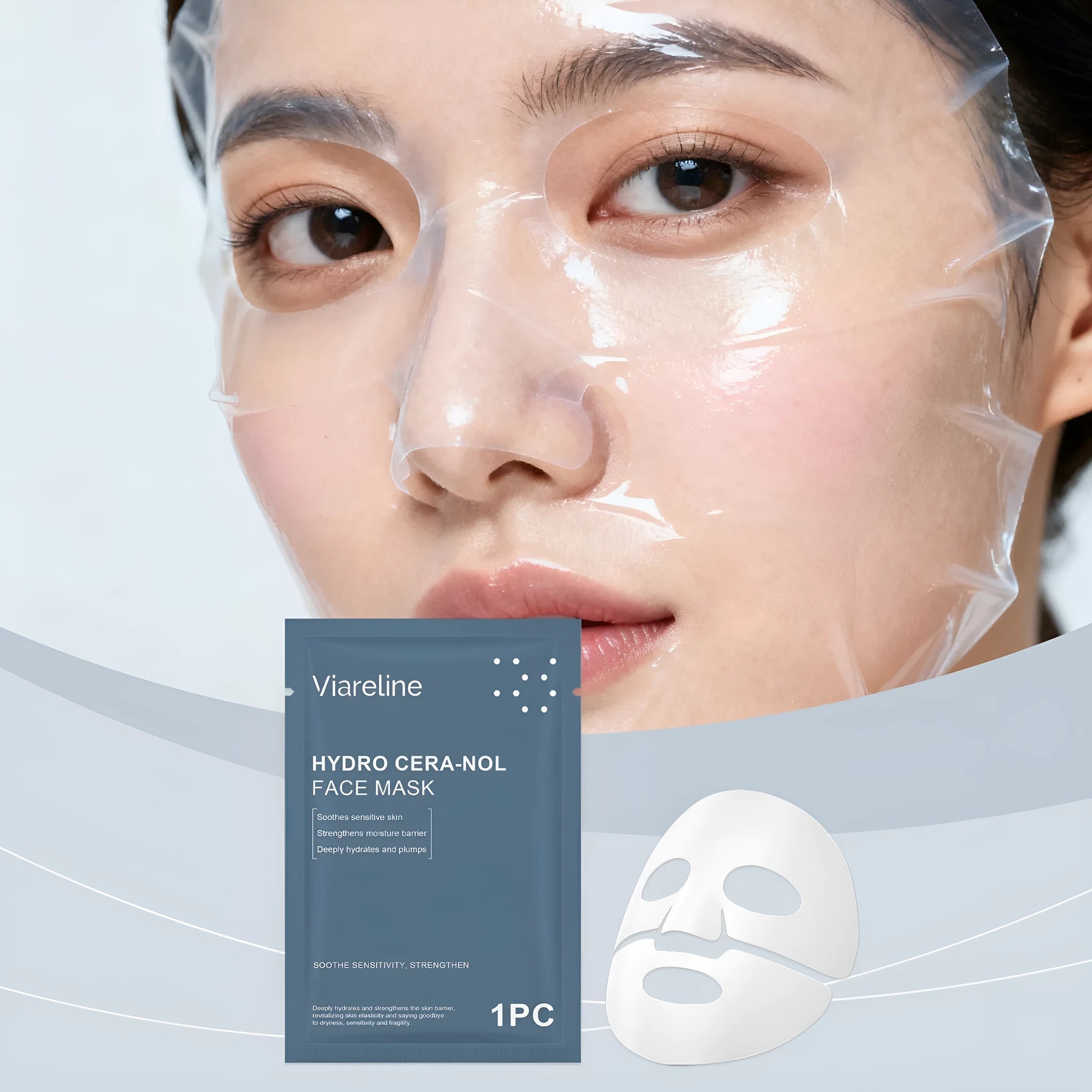 Moisturising collagen facial mask sheet in packaging 21.5x12cm top 34g weight
