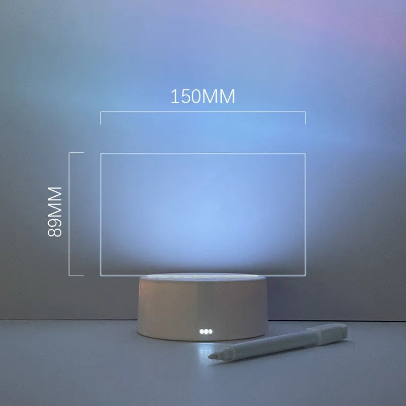 Acrylic bedside message writing board night light with LED calendar light sheet and pen on square base