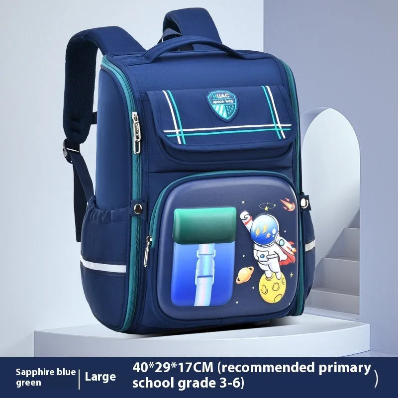 Children's large school backpack with airpillow straps in rabbit or spaceman cartoon patterns