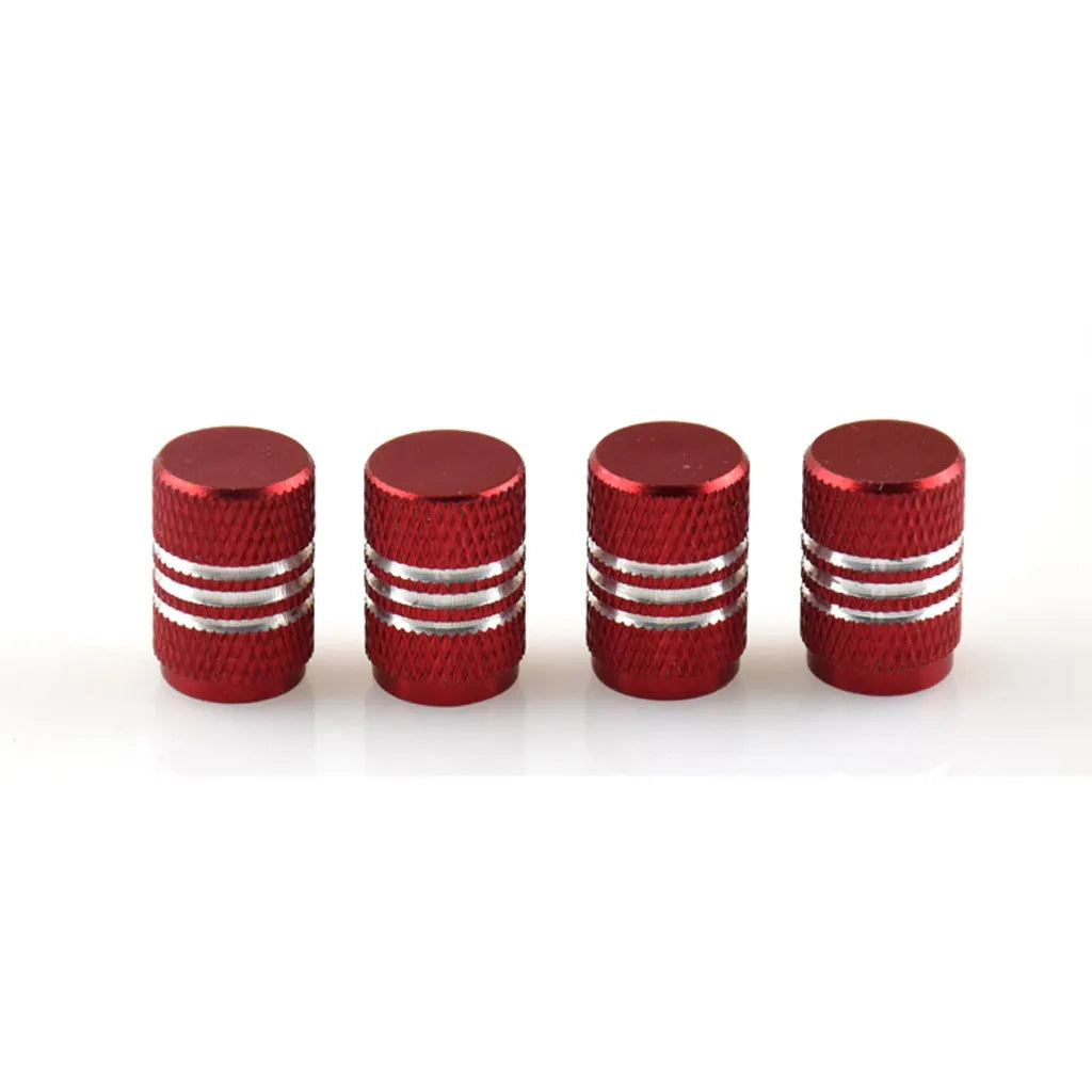 Stainless steel car tyre valve caps in ten colours including black, blue, gold and red