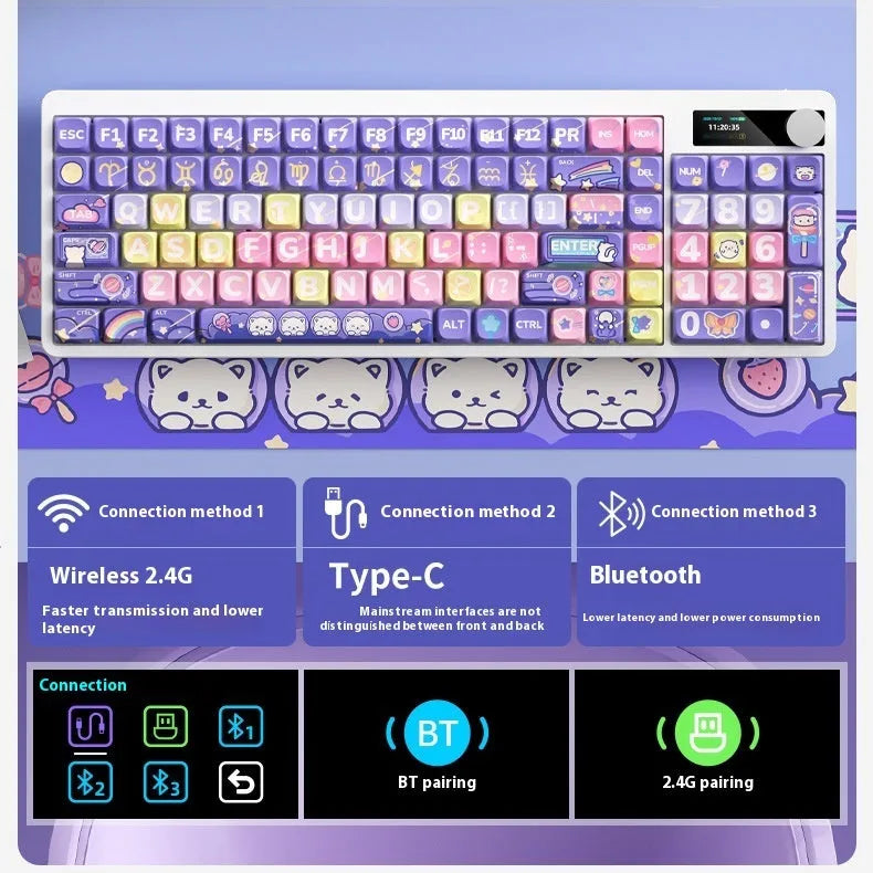 Black iron cow mechanical keyboard with RGB backlight illumination and full key layout