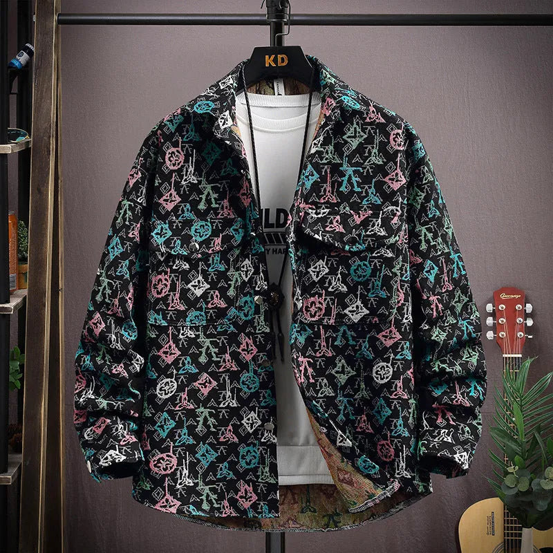 Casual long-sleeve lapel shirt coat in a blue colour with a straight hem.