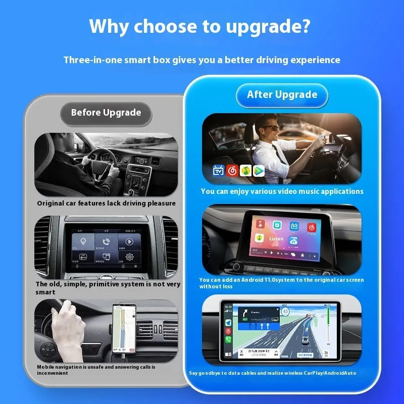 Black ABS PC car interconnection smart box for original wired CarPlay, 2G 16GB, 79.8 × 14.7 mm, 5V