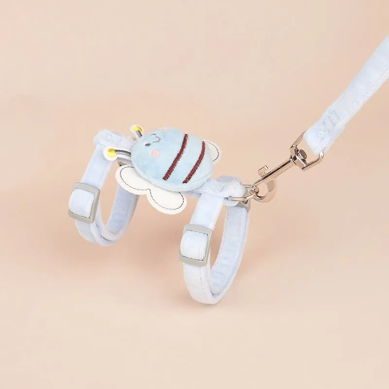 Bee shape adjustable cat leash in polyester available in pink, yellow and blue colours