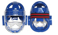 Karate helmet for boxing training in white, blue, or red colours with size options S, M, L, XL