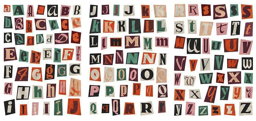 Pack of decorative stickers showing printed English alphabet letters and weekday words in a cute style for crafts.