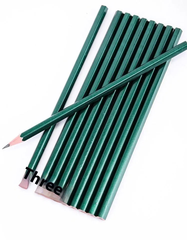 Green Rod box of ten wooden HB and 2B pencils with six-angle shape.