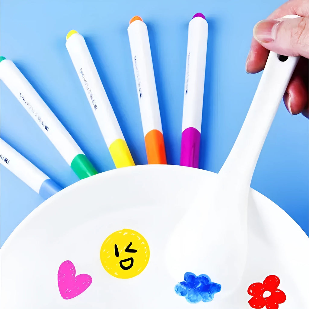 Children's 12-colour magic water floating pen set in PVC box with erasable watercolor pens and plastic shell