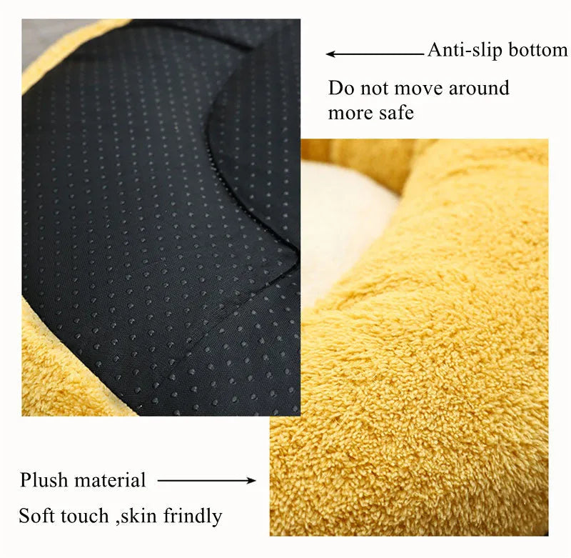 Corgi shaped plush pet bed for dogs and cats with raised edges.