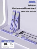 Purple split multifunctional skiing machine trainer, 85cm long, on a carpet for home exercise.