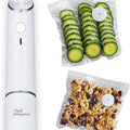 White USB electric suction pump and vacuum food storage bags for 26x28cm sealing.