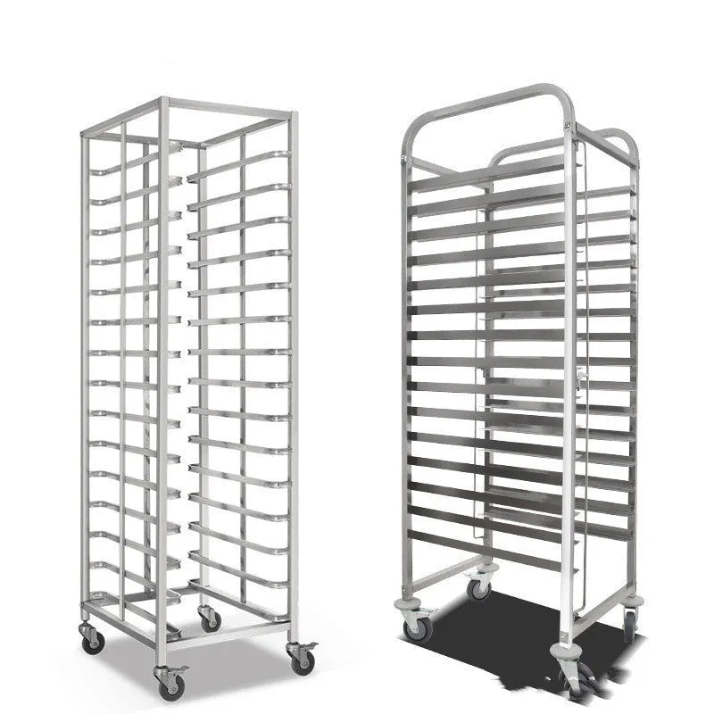 Stainless steel six-layer baking tray rack with locking mechanism for 40x60cm trays