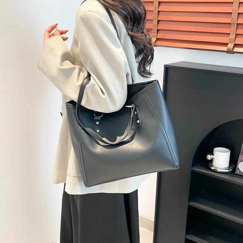 Korean style horizontal square shoulder bag with sandwich pocket detailing in four colour options
