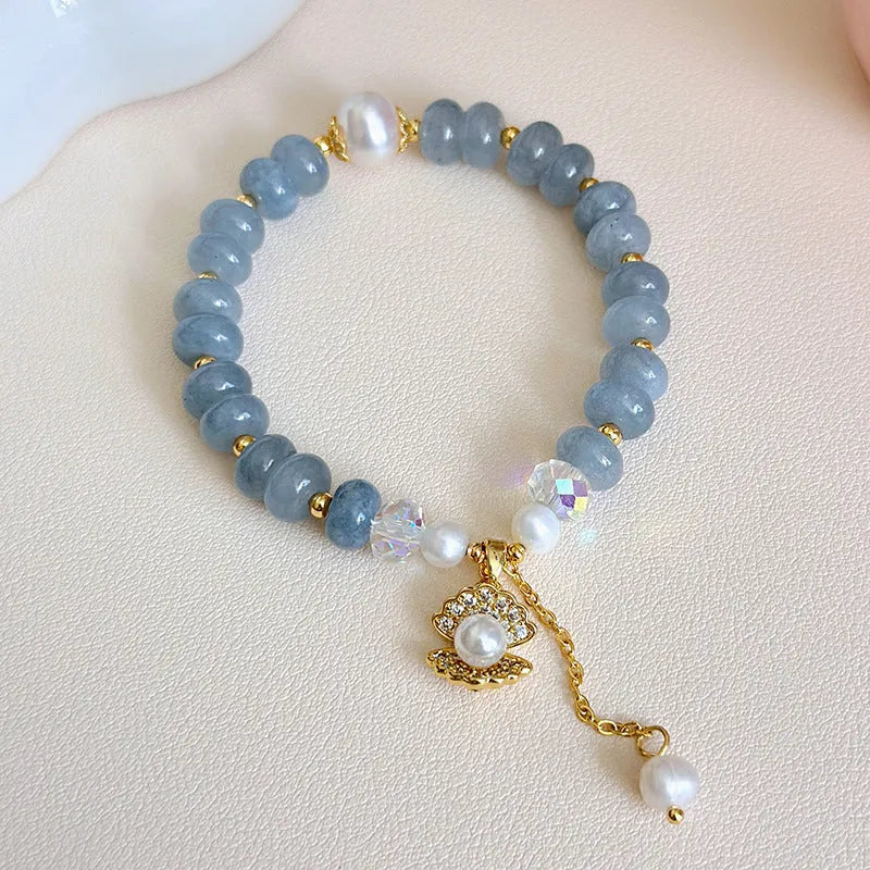 Natural aquamarine pearl shell bracelet with new aquamarine pearl colour