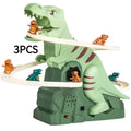 Dinosaur assembled electric slide track toy car with plastic track and moving dinosaur figures for kids