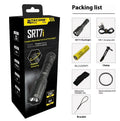 SRT7I standard tactical flashlight with magnetic ring and battery in aluminium alloy body