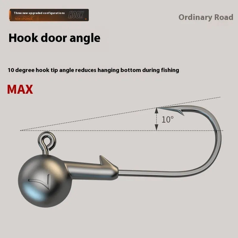 50-piece enhanced jig hook fishing set with strengthened construction and primary colour options