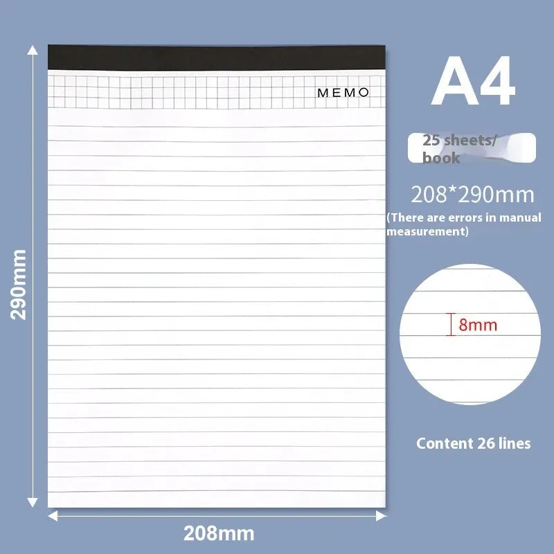A4 tearable notebook with gridded ivory pages and a paper cover.
