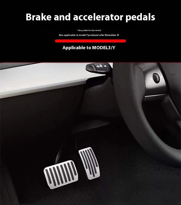 Tesla Model 3 Y aluminium alloy anti-skid accelerator and brake pedal set in black