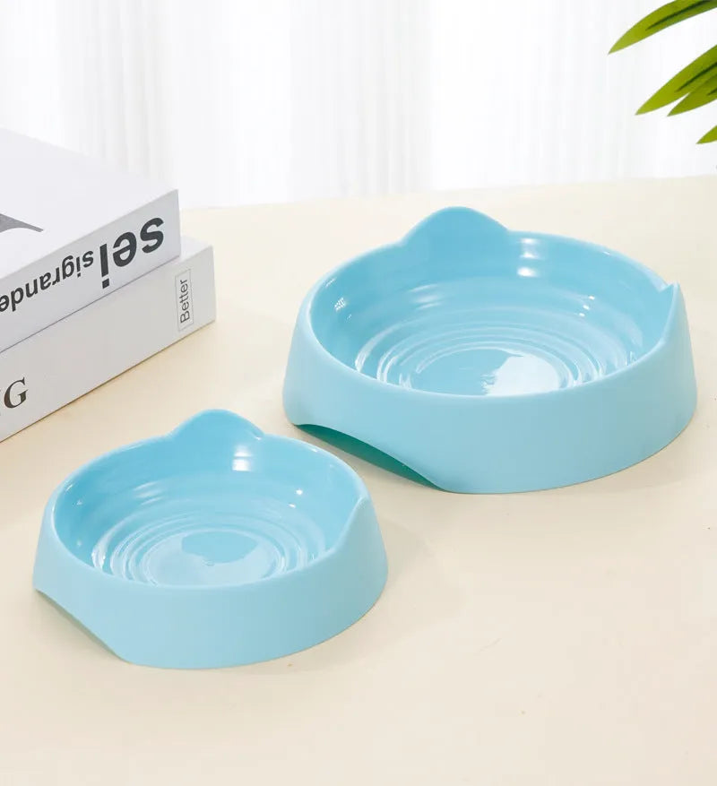 Blue ceramic dog slow feeder bowl with maze pattern for fast eaters