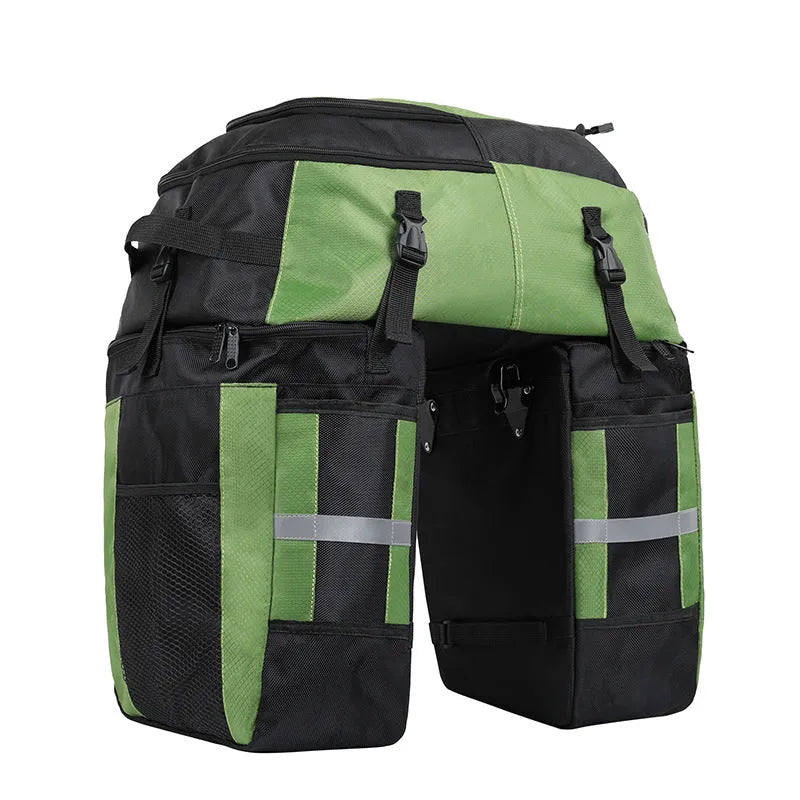 Rhinoceros brand 70-litre capacity bicycle rear frame storage bag in blue colour.