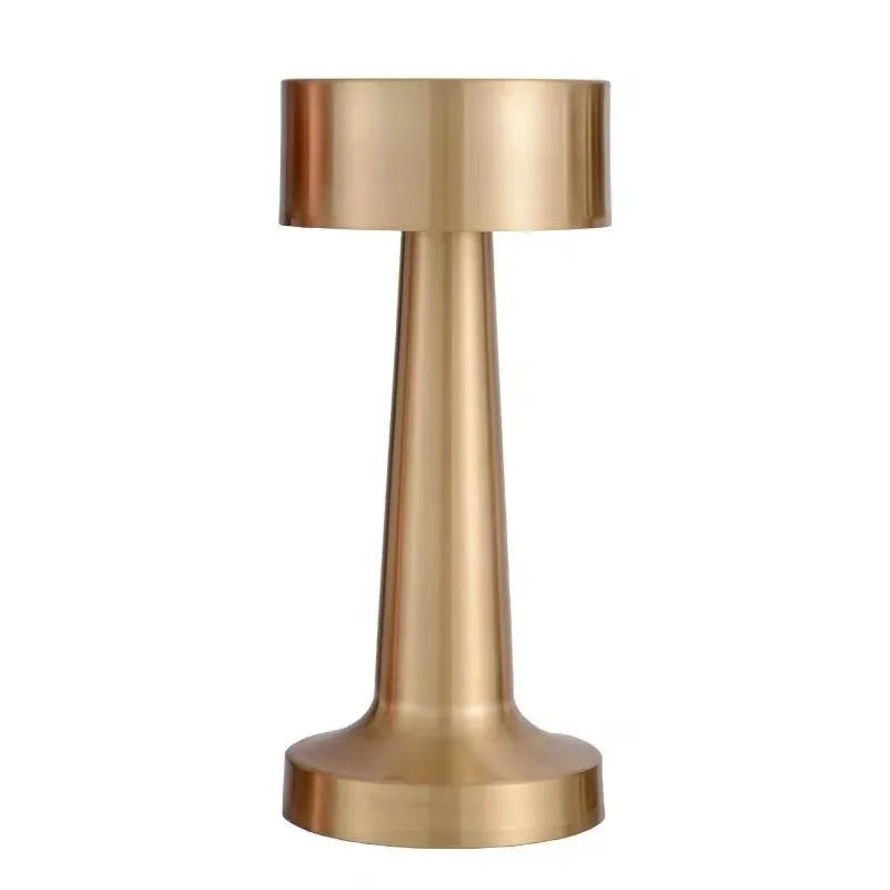 LED dumbbell creative night light with modern minimalist design in gold, silver, and red copper finishes, acrylic style