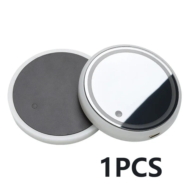 Colourful LED light-up car cup holder coaster showing seven colours, USB cable, and 68mm diameter non-slip surface.