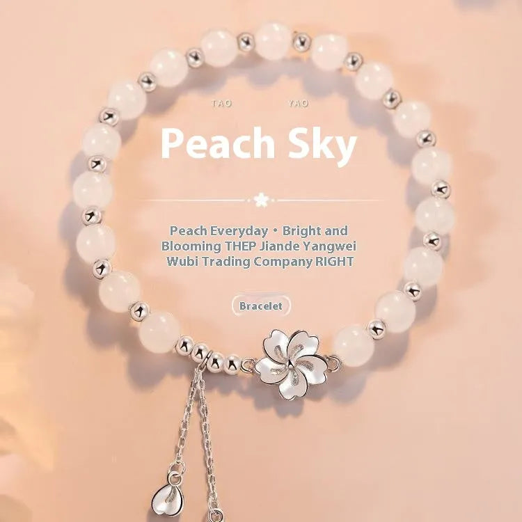 New Chinese style floral beaded bracelet with resin camellia lotus peach blossom designs