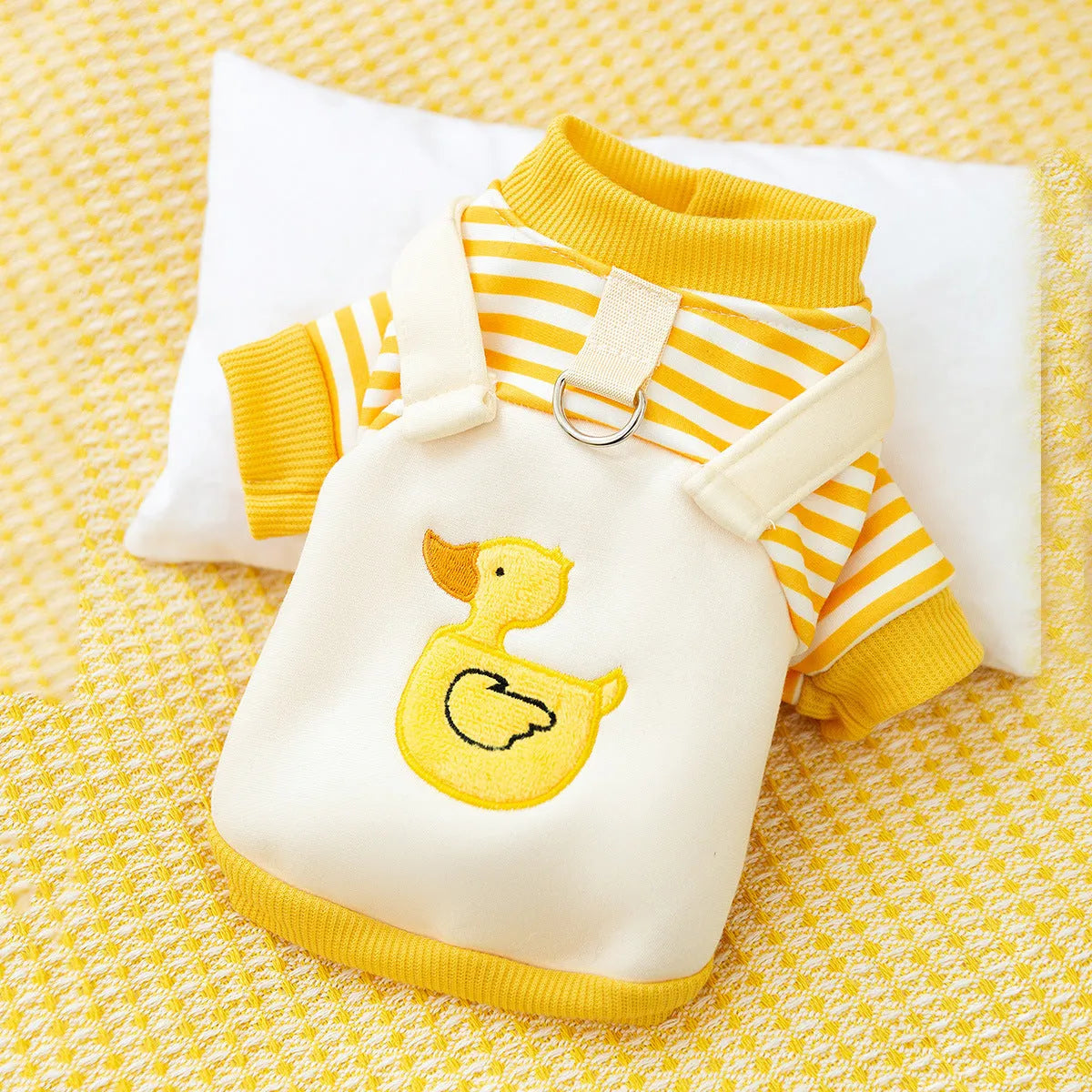 Fashion Autumn Thin Dog Pattern Sweater in yellow with cartoon design for pets