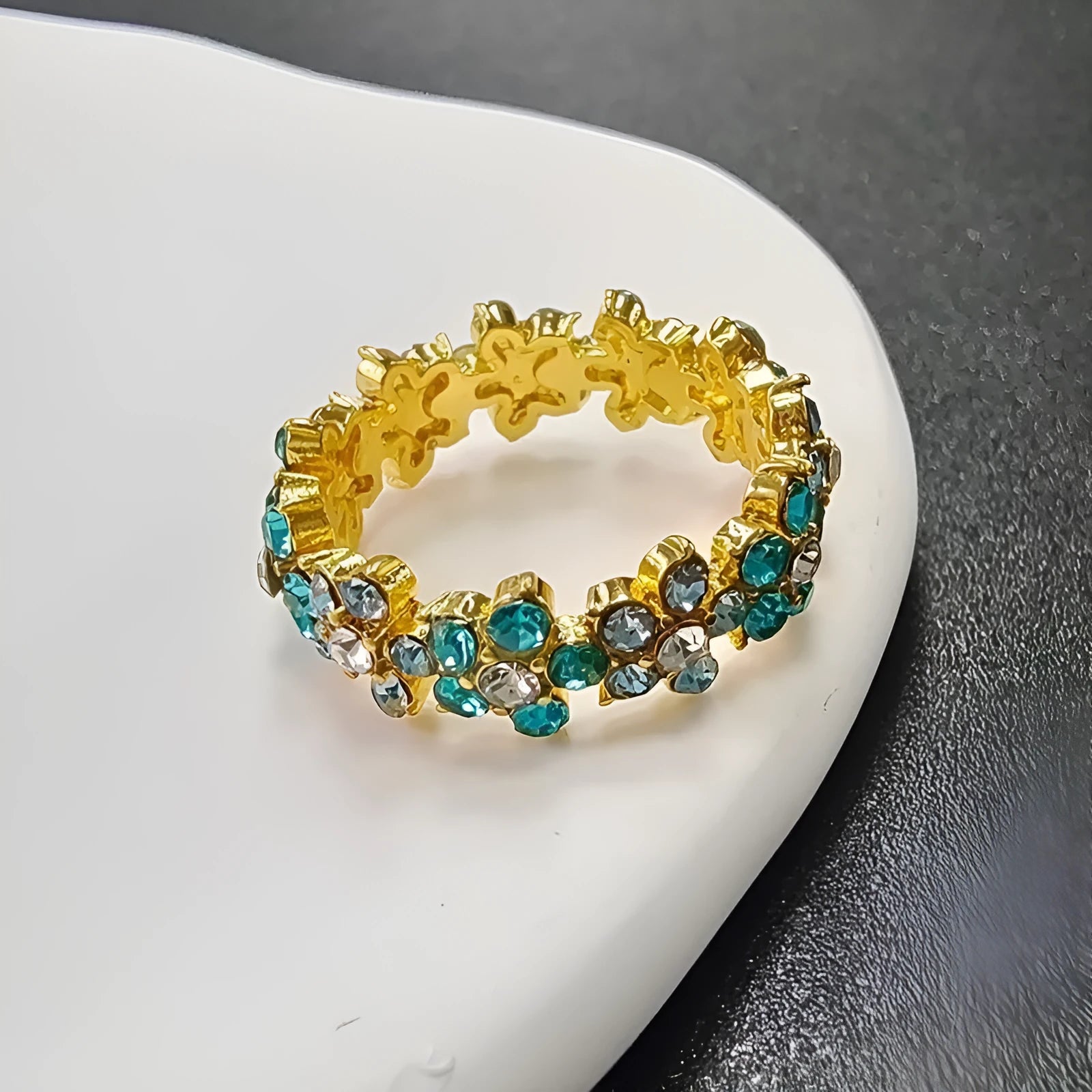 Diamond elephant motif fashion ring in electroplated alloy available sizes 6 to 10