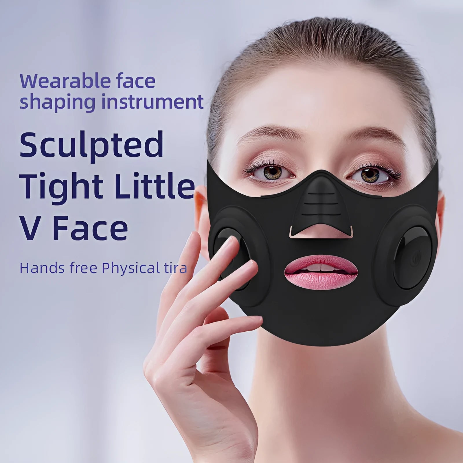 Black photon facial beauty device with USB charging port for home skincare treatments