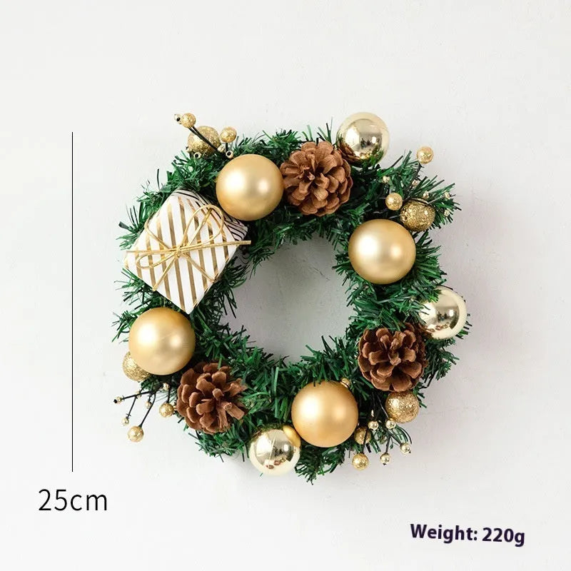 Christmas hanging vine ring wreath with red or golden gift bag, PVC decorative door hanging in 25cm, 35cm or 45cm