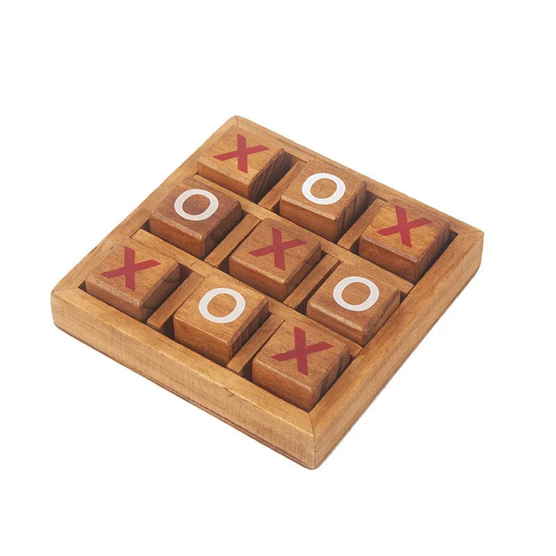 Children's wooden XO Chess board game on table for intellectual development ages 0-6