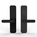 Alloy wooden door fingerprint lock in black with graffiti wifi, keyless entry