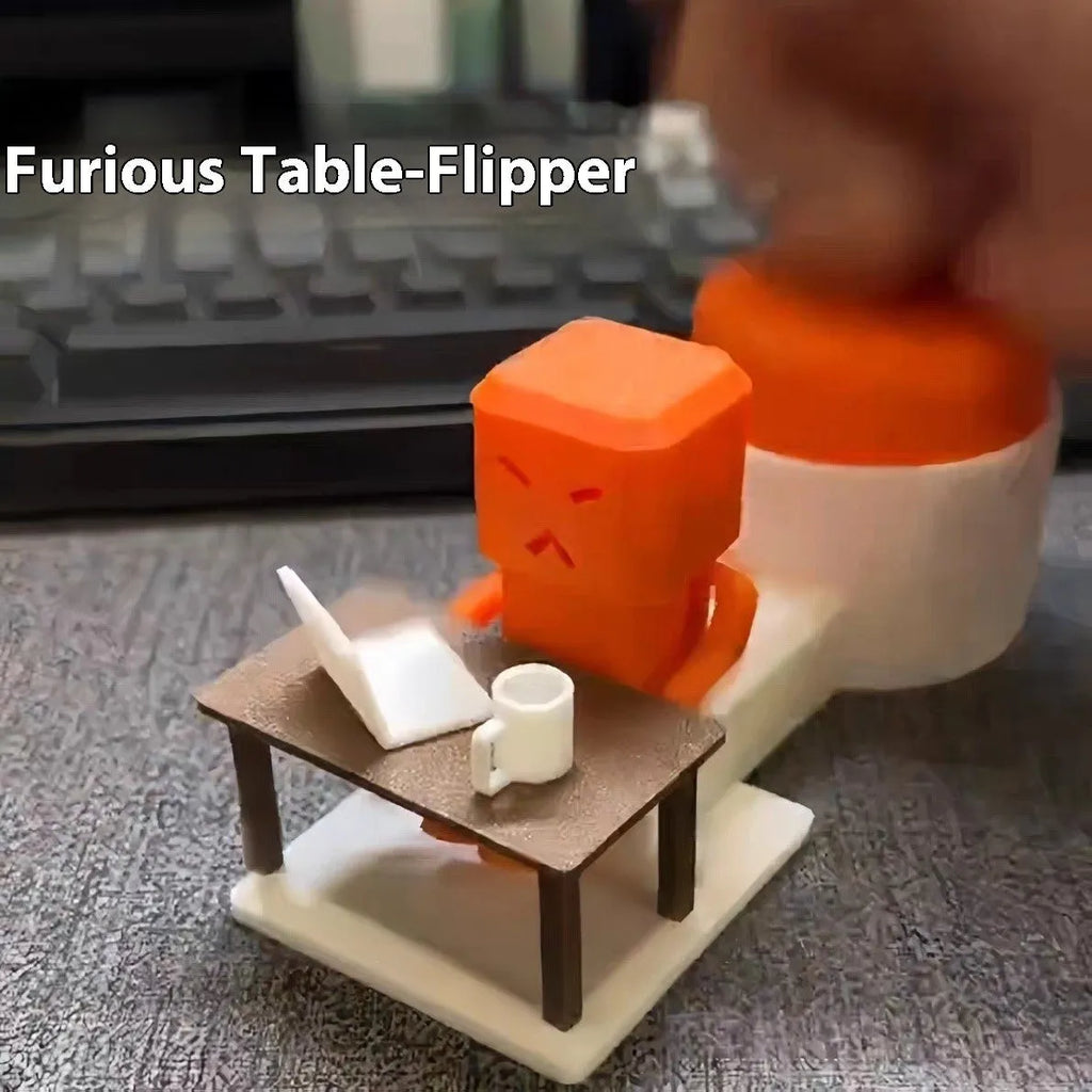 Orange plastic vent decompression artefact, a table turning fidget toy measuring 16x6x7 cm.