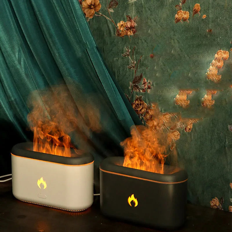 3D flame humidifier 300ml ultrasonic aroma diffuser Black White USB Type-C
