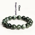 Green Dragon Crystal bracelet with 8-9mm round beads on a white background.