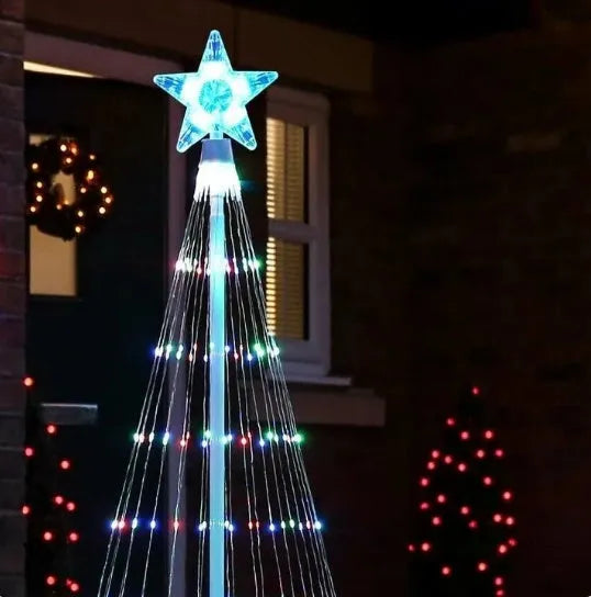 Multi-colour animated LED Christmas tree lights for outdoor garden decoration in 1.5m and 2m sizes