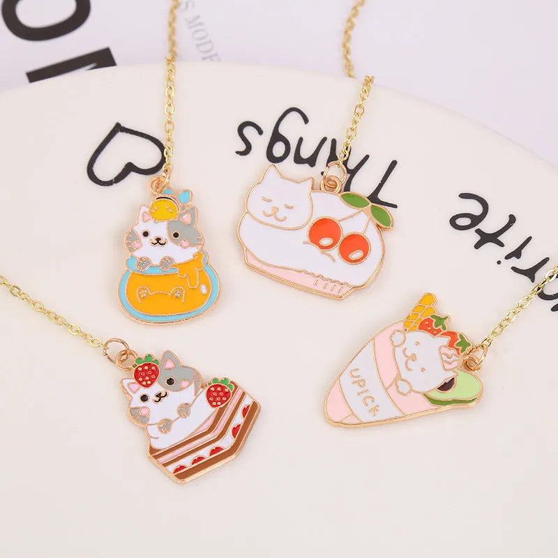 Jane Key Foodie Cute Cat metal bookmark with cartoon pendant in choice of four colour styles.