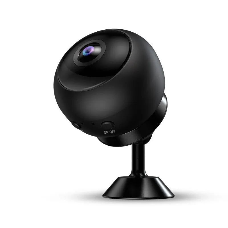 1080p wireless Wi‑Fi indoor surveillance camera with USB cable on a white background
